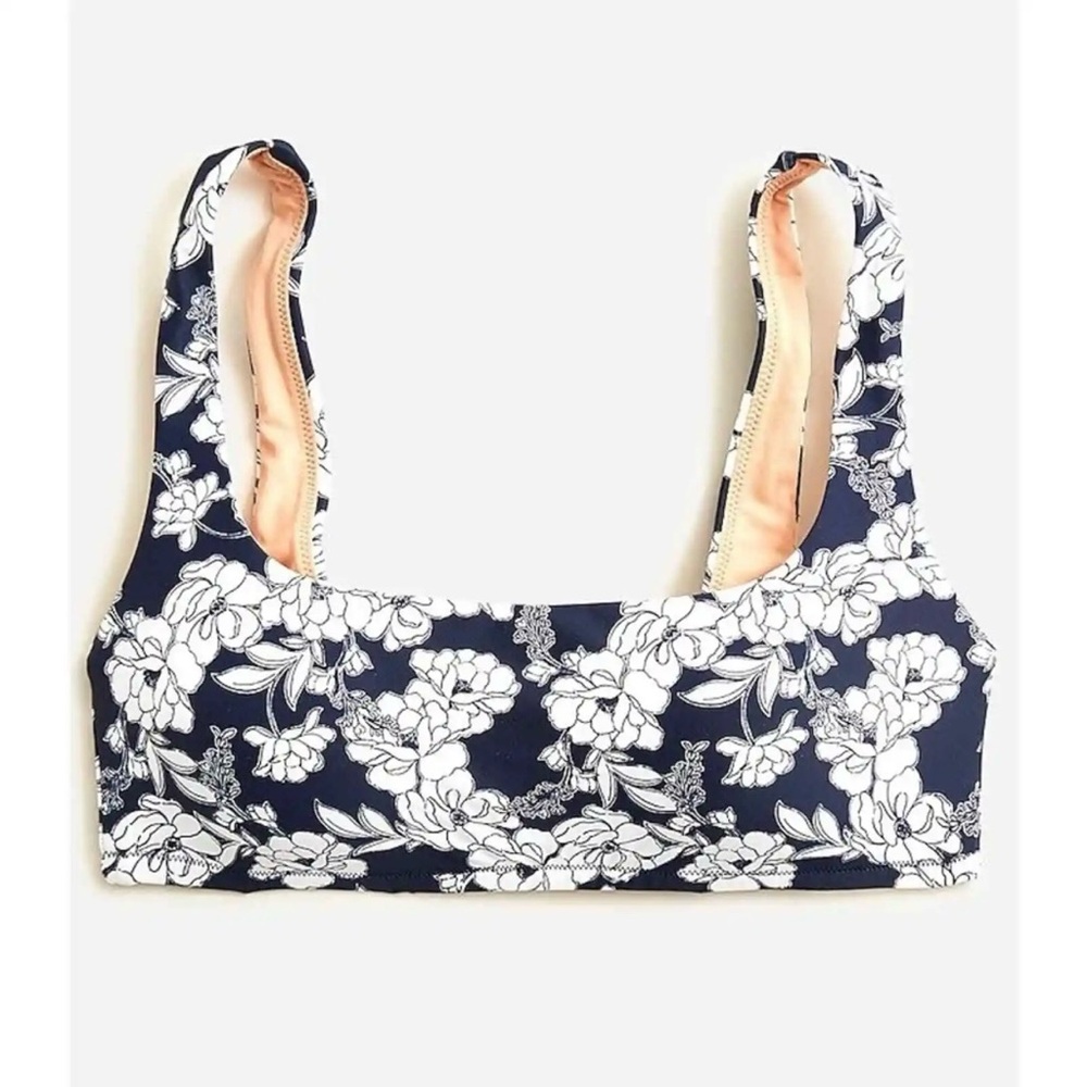 J. Crew Squareneck Bikini Top in Navy and White Magnolia Floral Size 3X NWT - Picture 3 of 8